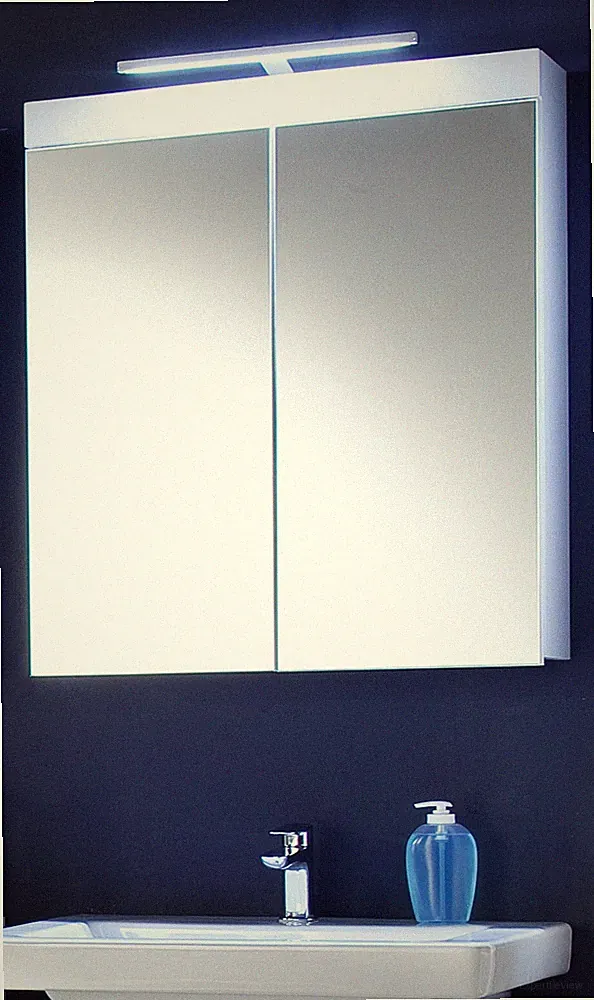 Spiegelschrank Bad Spiegel weiß Hochglanz 60 cm Badezimmer Amanda LED Badlampe