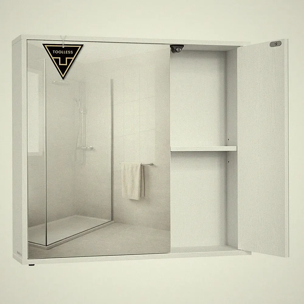 Spiegelschrank Bad werkzeuglose Montage 15 x 60 x 55 cm schneeweiß