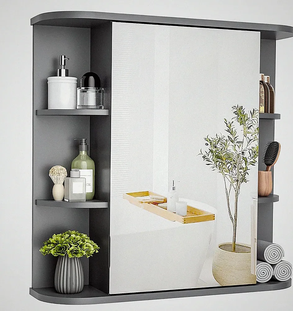 Spiegelschrank Badezimmer Hängeschrank mit Spiegel verstellbare Ablagen 67,5 x