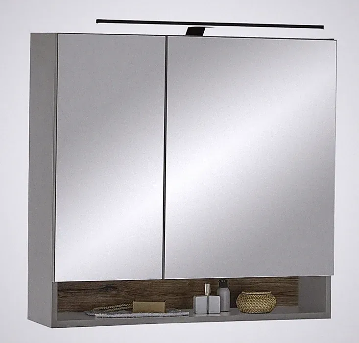 Spiegelschrank Badezimmerschrank Badspiegel Bad Badschrank mit Beleuchtung Grau
