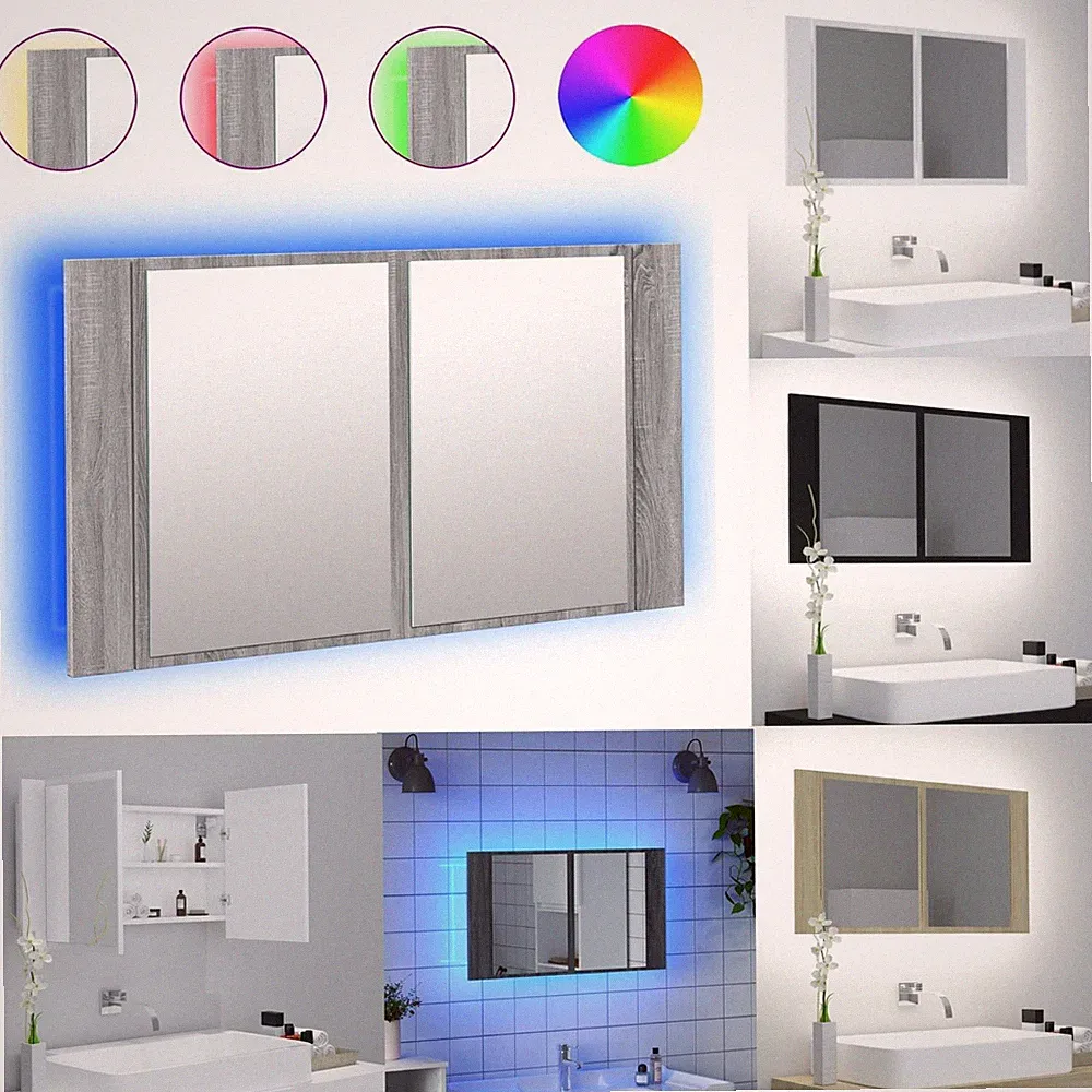Spiegelschrank Badezimmerschrank mit Beleuchtung RGB LED Hängespiegel Badschrank