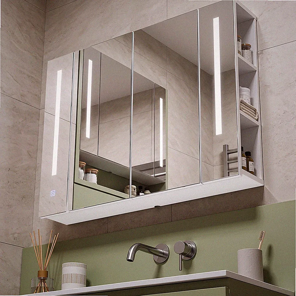 Spiegelschrank, Badezimmerschrank mit LED Beleuchtung Bad Badschrank Wandschrank