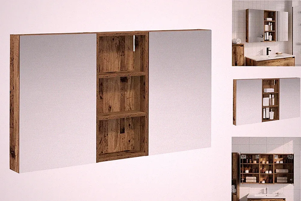 Spiegelschrank Badezimmerschrank Mit Spiegel 110x10,5x60,5 Cm Holzwerkstoff
