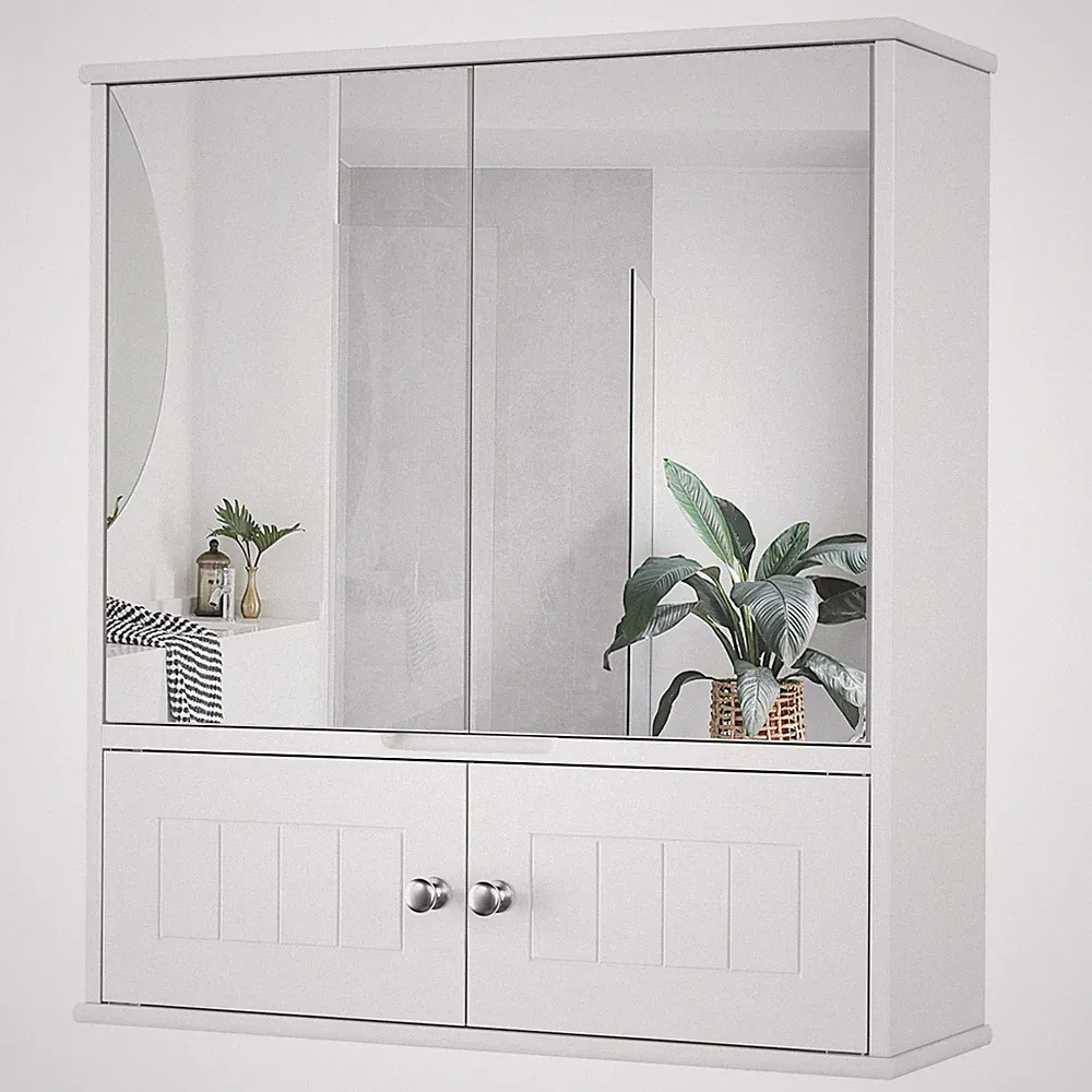 Spiegelschrank, Badezimmerschrank mit Spiegel, Hängeschrank mit 2 Spiegeltüren