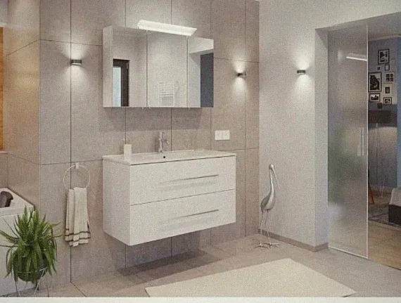 Spiegelschrank Badezimmerspiegel weiß mit LED Beleuchtung Breite 100 cm