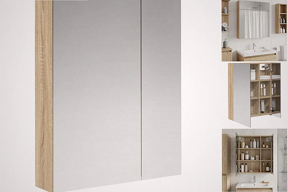 Spiegelschrank Badezimmerspiegelschrank Mit Tür Sonoma-Eiche 60x14,5x70 Cm