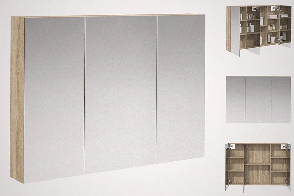 Spiegelschrank Badezimmerspiegelschrank Sonoma-Eiche 100x14,5x70 Cm
