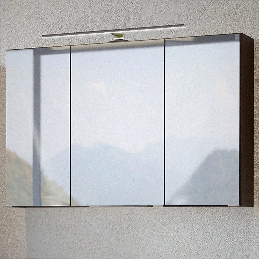 Spiegelschrank Badmöbel 100cm grau LED-Beleuchtung Badspiegel Badezimmerspiegel