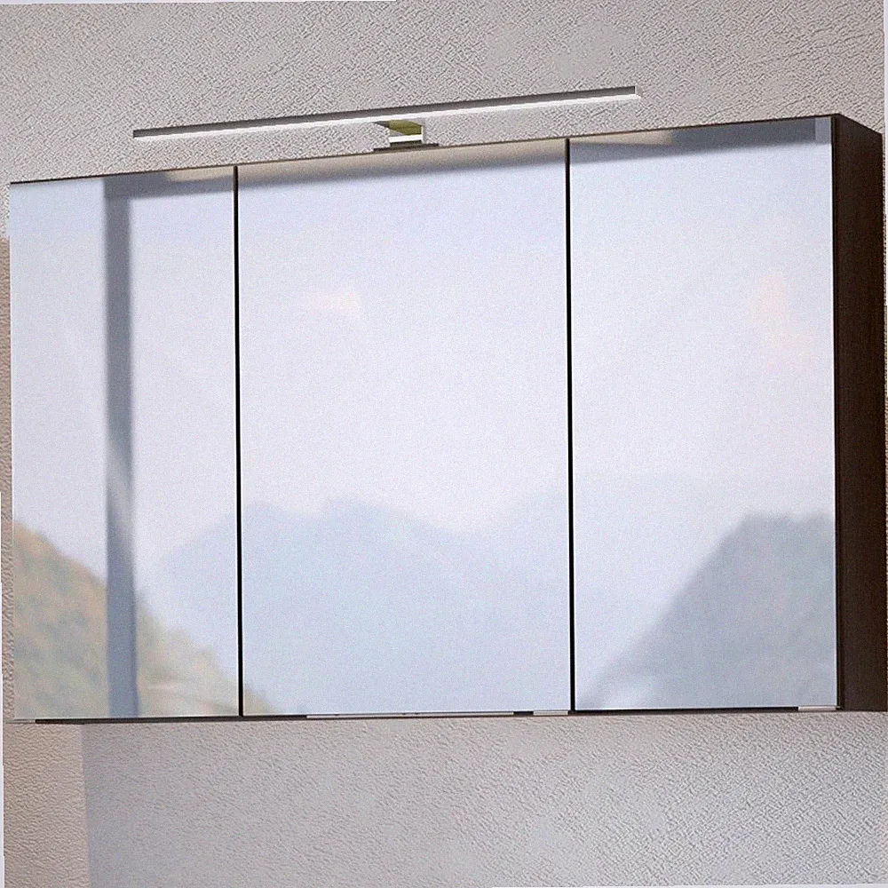 Spiegelschrank Badmöbel 100cm grau LED-Beleuchtung Badspiegel Badezimmerspiegel