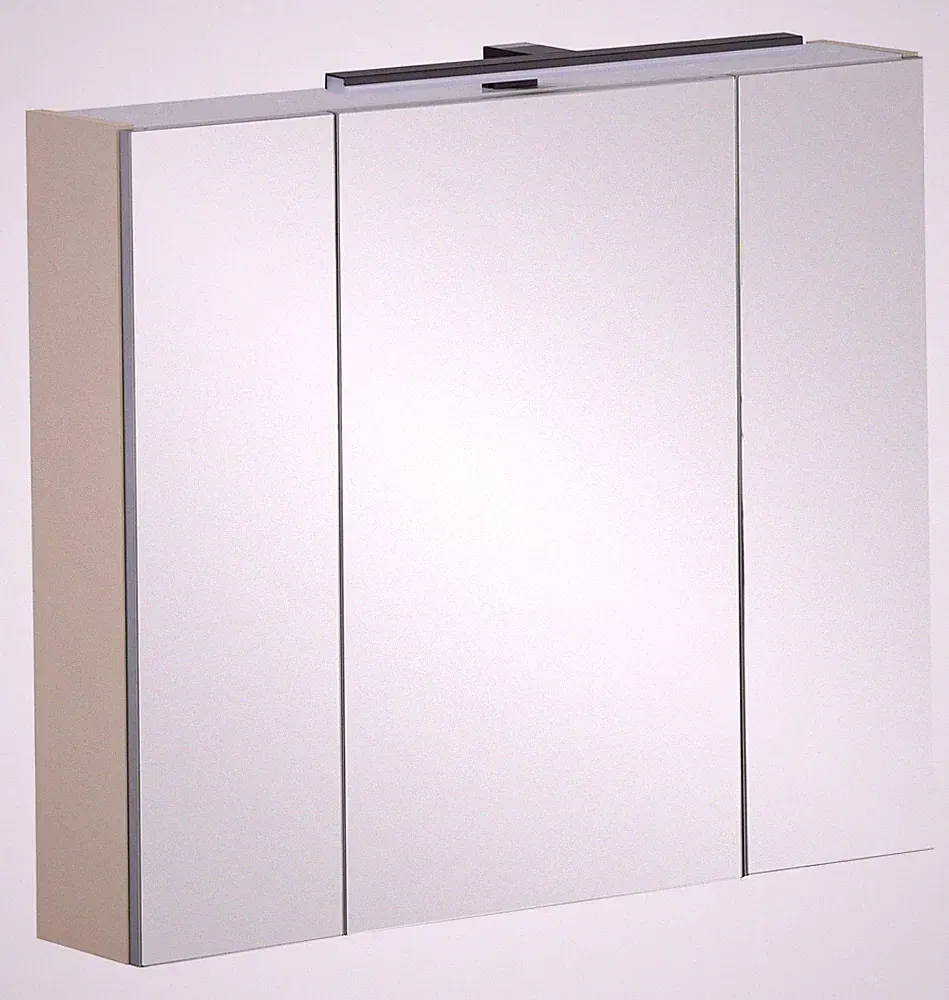Spiegelschrank Badmöbel LED-Beleuchtung 3 Spiegeltüren Cremebeige B 80 cm