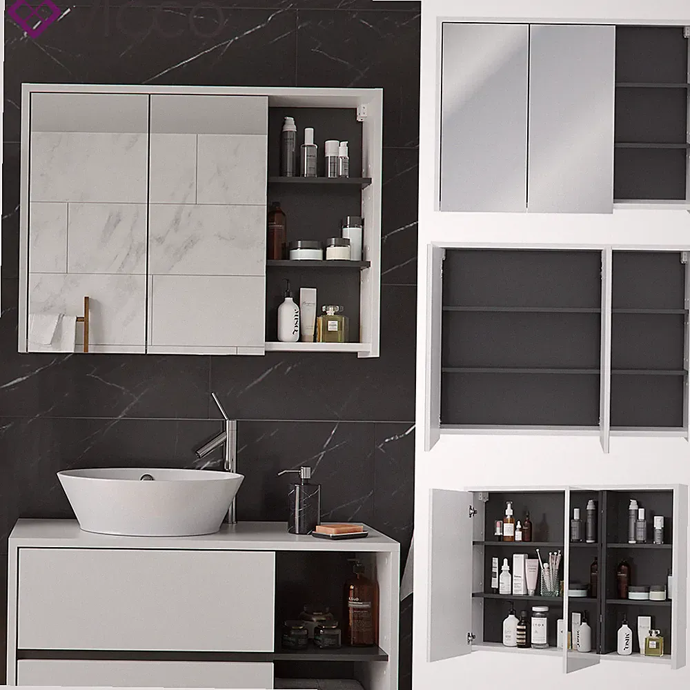 Spiegelschrank Badschrank Badspiegel 2 Türen mit Ablagen Viola Weiß Vicco