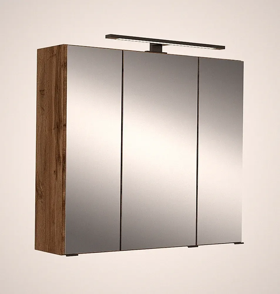 Spiegelschrank Badschrank Badspiegel Spiegeltüren LED-Beleuchtung Wotan Eiche