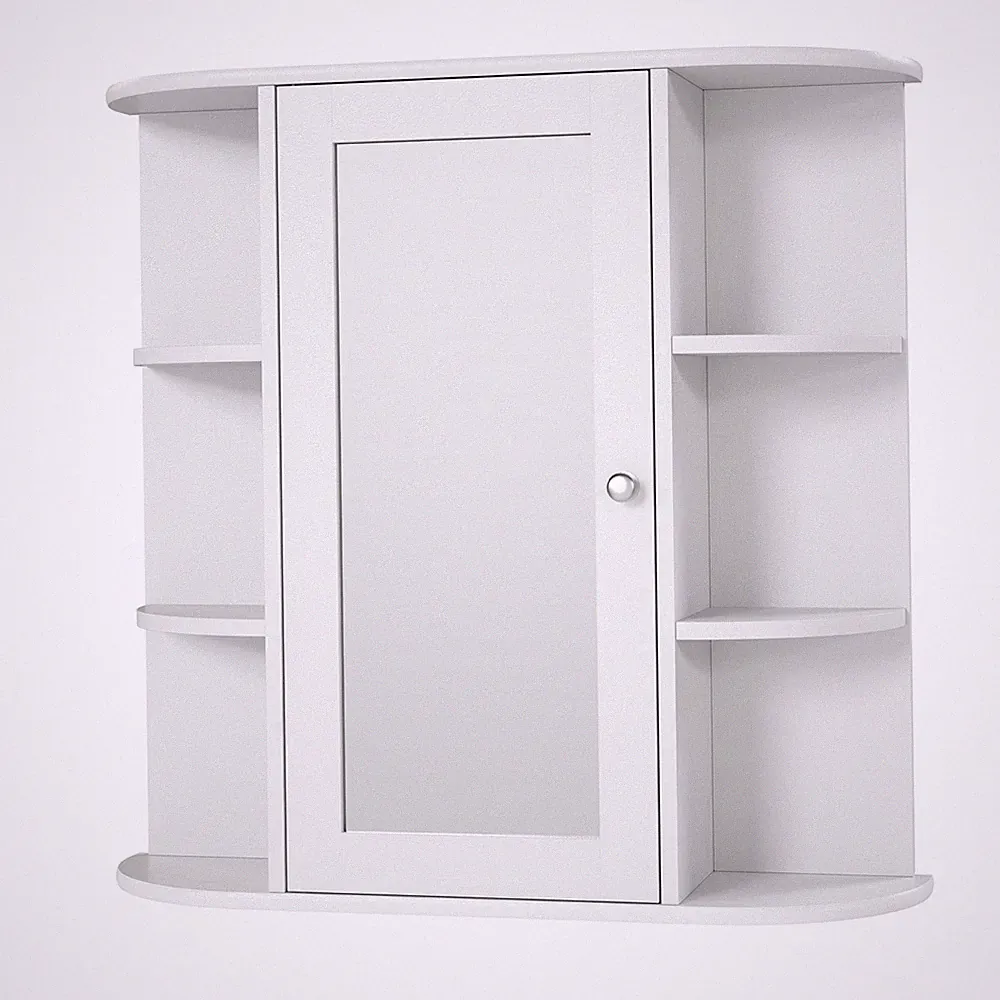 Spiegelschrank Badschrank Hängeschrank Mehrzweckschrank mit Regale 60×16×58 cm