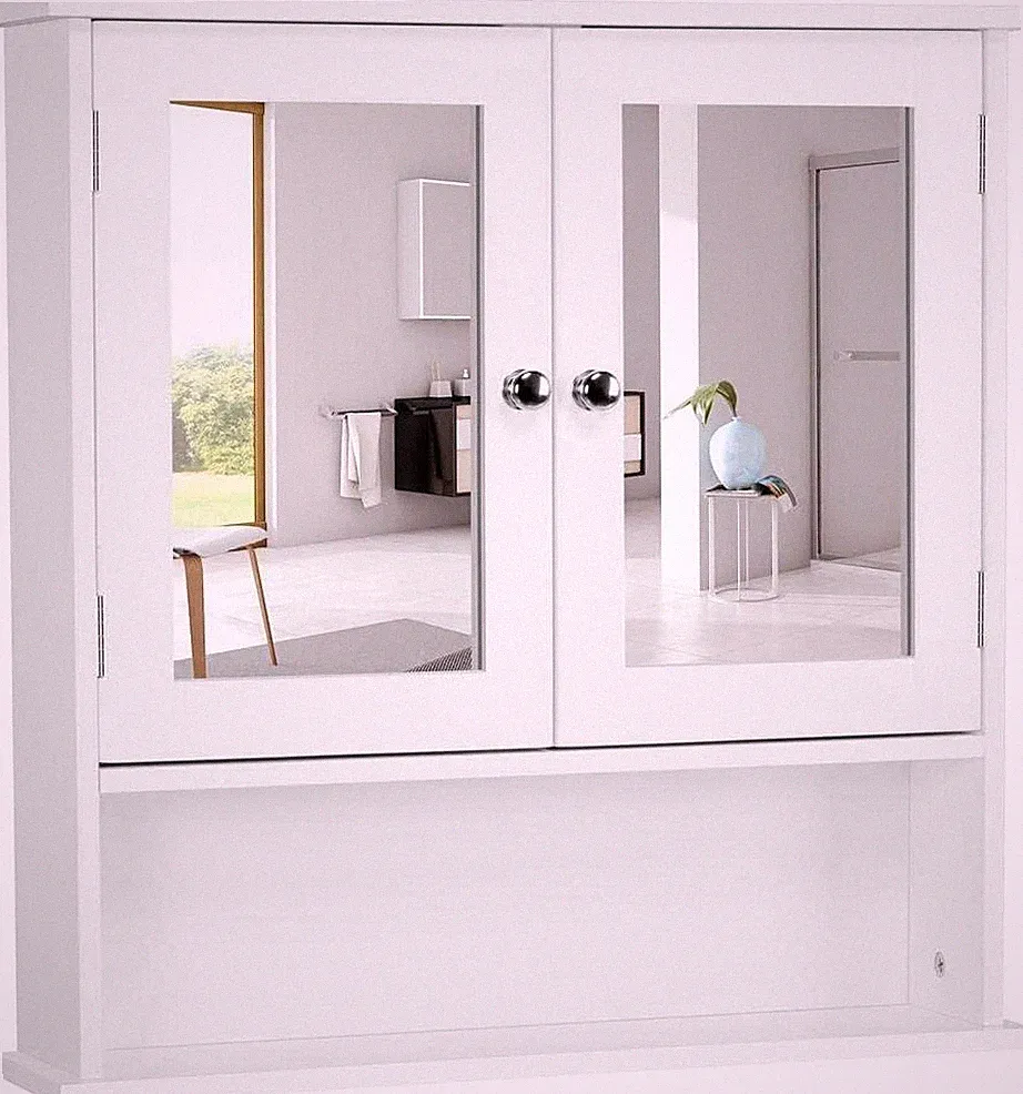 Spiegelschrank, Badschrank, Hängeschrank Mit Spiegeltür, Badezimmerspiegel Mit A