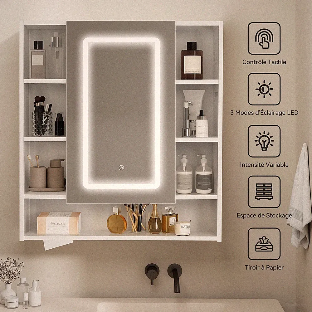 Spiegelschrank Badschrank mit LED Beleuchtung Bad Badezimmerschrank Wandschrank