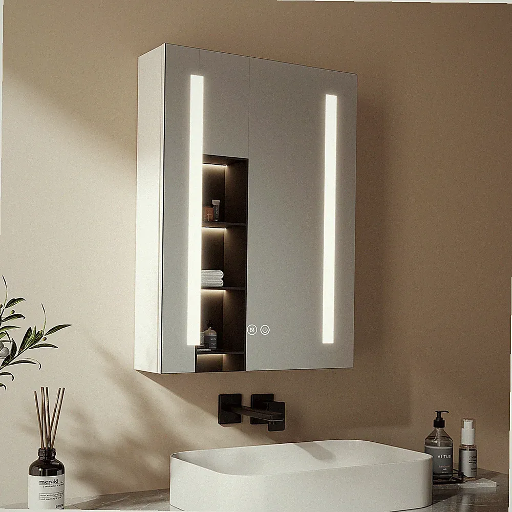 Spiegelschrank Badschrank Mit LED Beleuchtung Badspiegel Beschlagfrei 50x70 cm