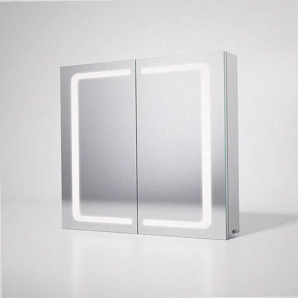 Spiegelschrank Badschrank mit LED Beleuchtung Badspiegel Steckdose Edelstahl 70