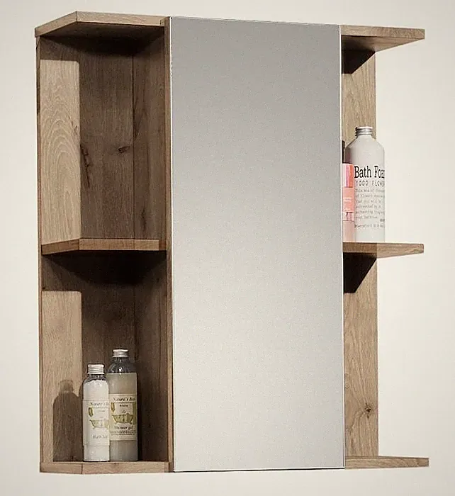 Spiegelschrank Badschrank mit Spiegel Badezimmerspiegelschrank 60 cm Hellbraun