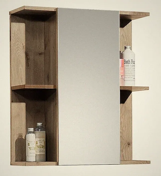 Spiegelschrank Badschrank mit Spiegel Badezimmerspiegelschrank 60 cm Hellbraun
