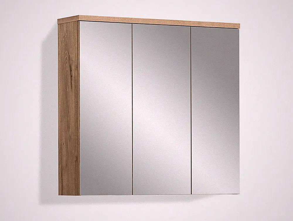 Spiegelschrank Badschrank mit Spiegel GOLDENBAY Eiche Dekor Spiegeltüren B80H75