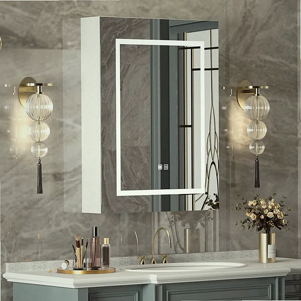 Spiegelschrank Badschrank Spiegel LED Beleuchtung Sensor Stauraum 76x60x13cm