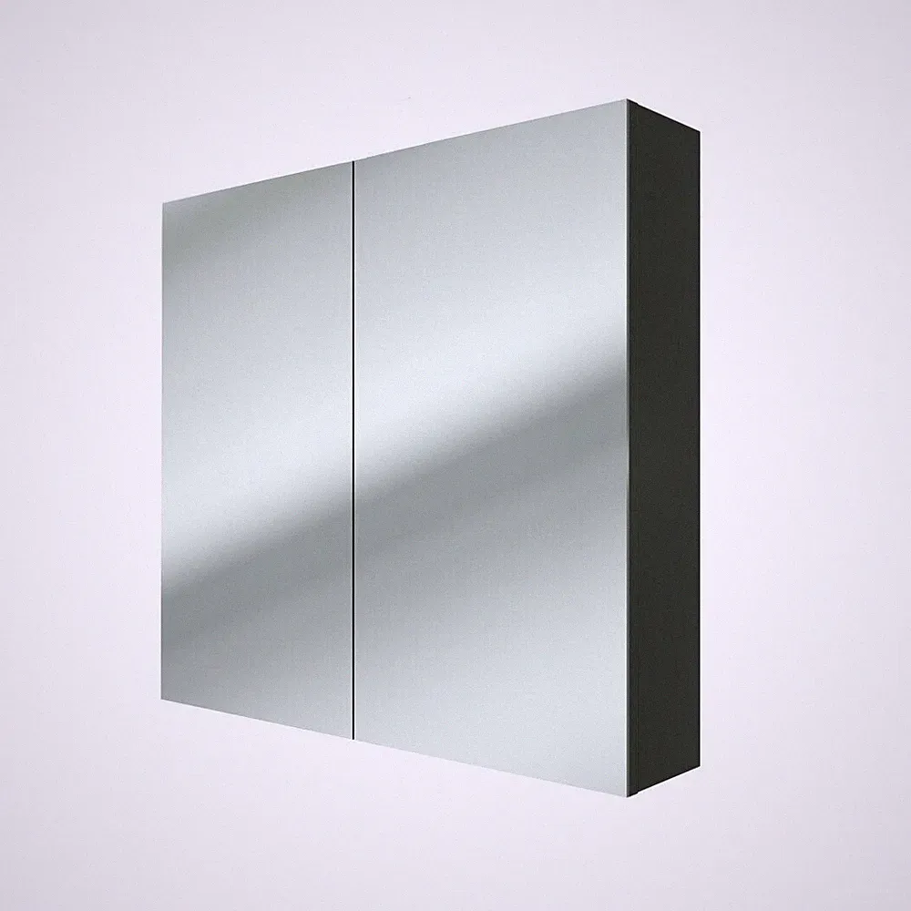Spiegelschrank Badspiegel Badezimmer Spiegel City 80cm schwarz