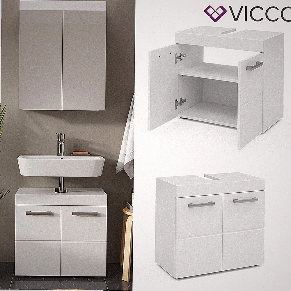 Spiegelschrank Badspiegel Badezimmermöbel Luna Weiß Skandi 60x77cm Schrank Vicco