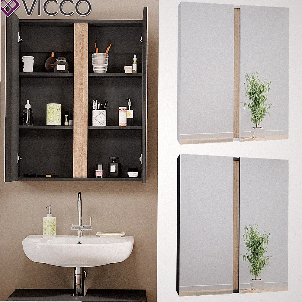 Spiegelschrank Badspiegel Badezimmerschrank Gloria 70 x 84 cm modern Vicco