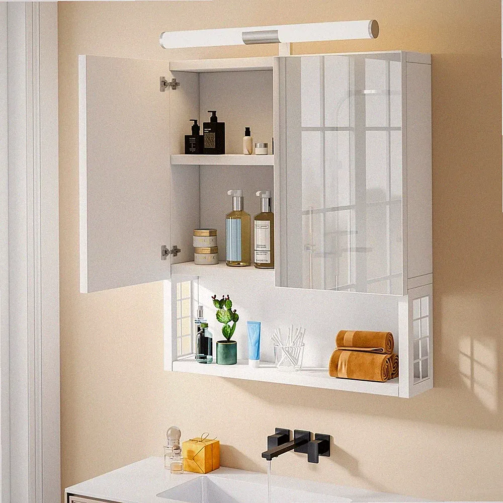 Spiegelschrank Badspiegel LED-Beleuchtung Badezimmerschrank Badschrank Weiß 22in