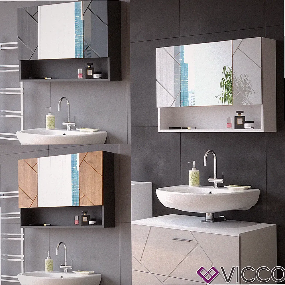 Spiegelschrank Badspiegel Wandspiegel Irma Hochglanz modern 54x55cm Vicco