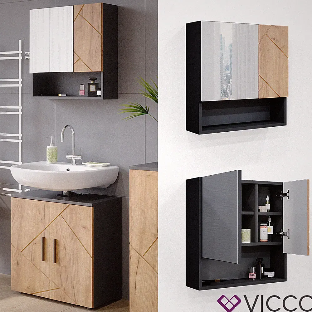 Spiegelschrank Badspiegel Wandspiegel Irma Spiegel Badezimmer Anthrazit Vicco