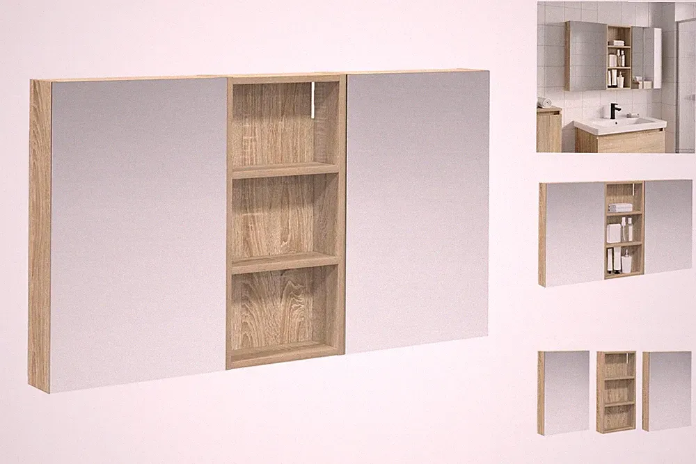 Spiegelschrank Badzimmerschrank Mit Spiegel 110x10,5x60,5 Cm Holzwerkstoff