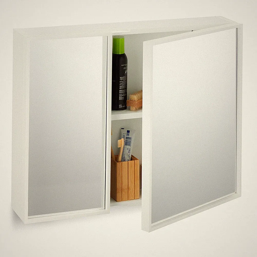 Spiegelschrank Doppelspiegelschrank Hängeschrank 2 Türen MDF Badschrank weiß
