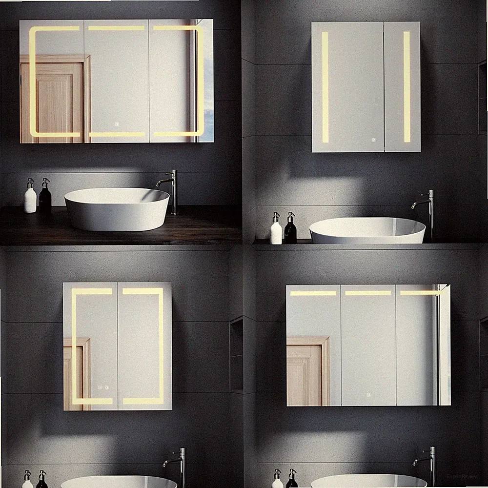 Spiegelschrank Edelstahl Badschrank mit LED Beleuchtung Badspiegel Steckdose Bad