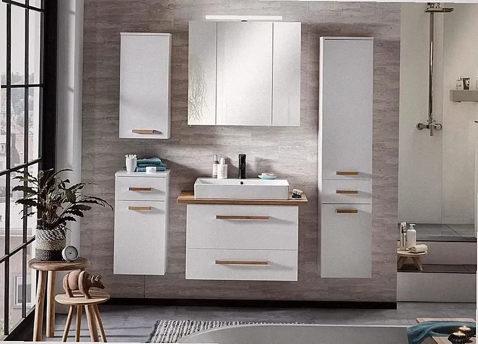 Spiegelschrank, Farbe Eiche, Breite 80 cm Hoch 74,7 cm Tiefe 16 cm
