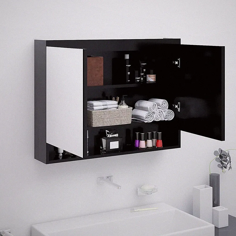 Spiegelschrank Fürs Bad 80x15x60 Cm MDF Anthrazit