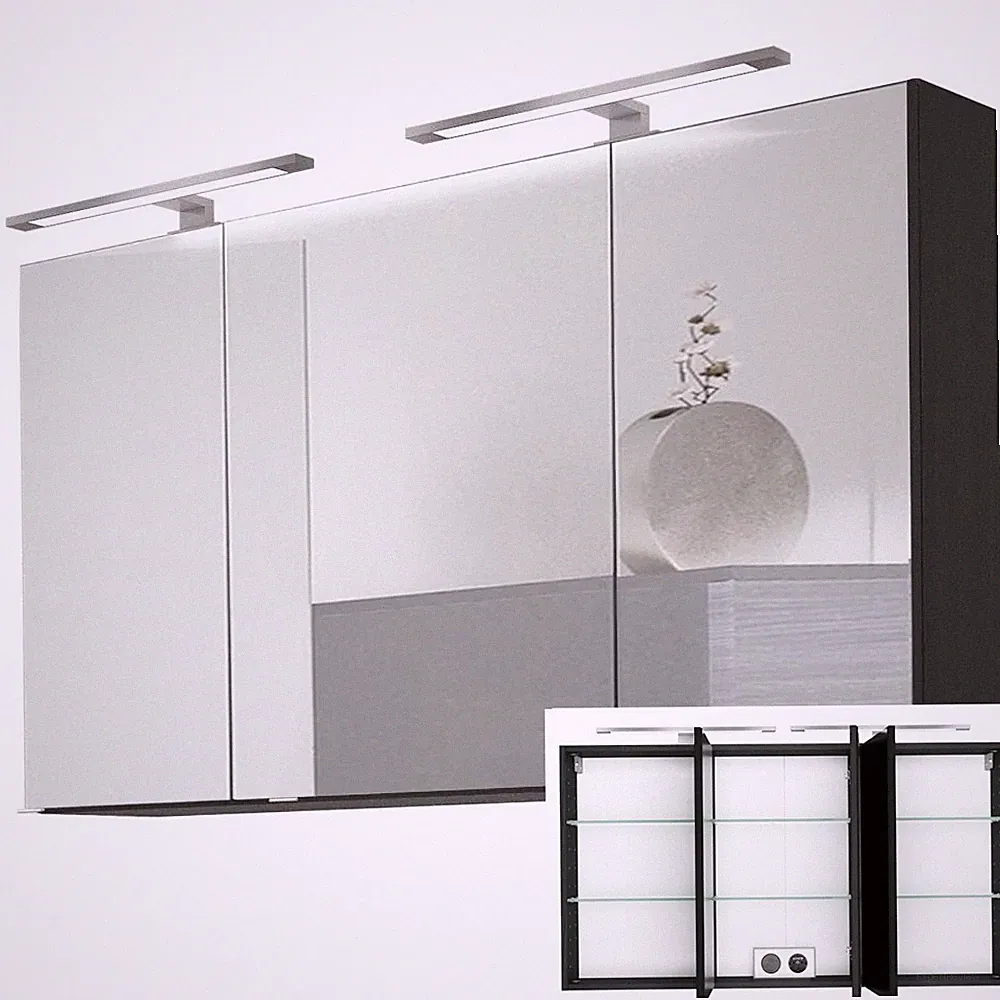 Spiegelschrank graphit 120cm LED-Beleuchtung Spiegel Badezimmerschrank Badmöbel