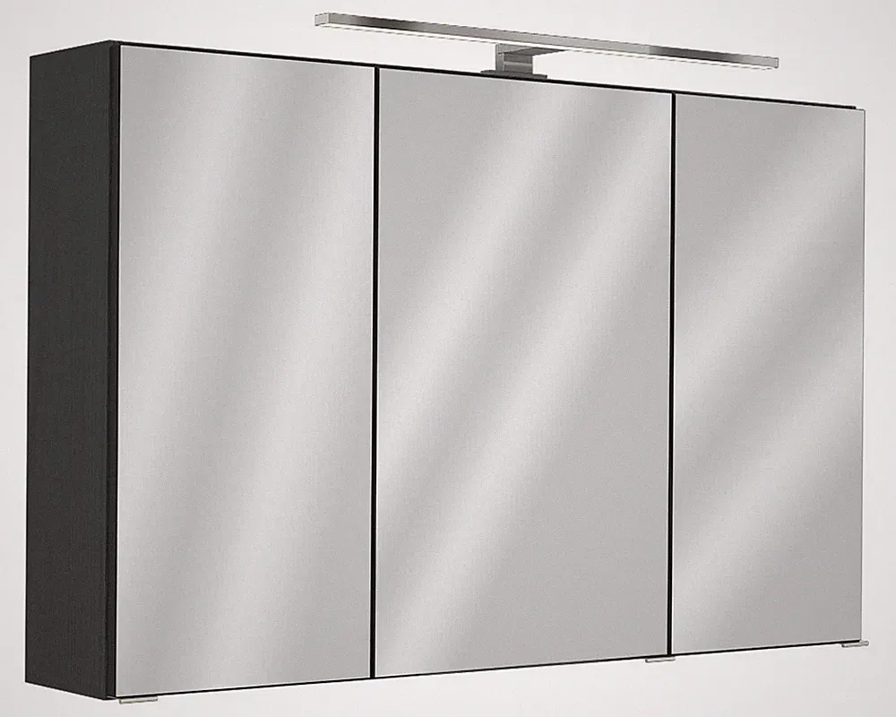 Spiegelschrank - Graphit Dekor - 3 Spiegeltüren - inkl. LED-Beleuchtung
