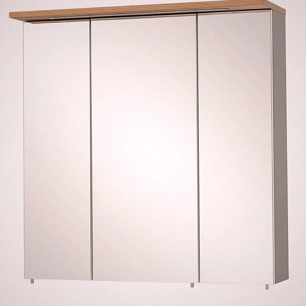 Spiegelschrank - grau - Eiche - mit LED-Beleuchtung