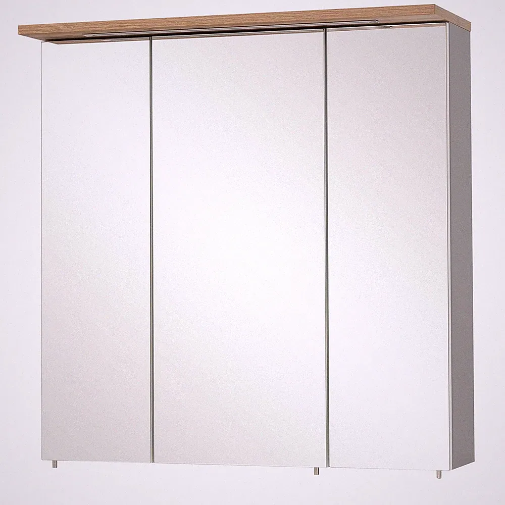 Spiegelschrank - grau - Eiche - mit LED-Beleuchtung