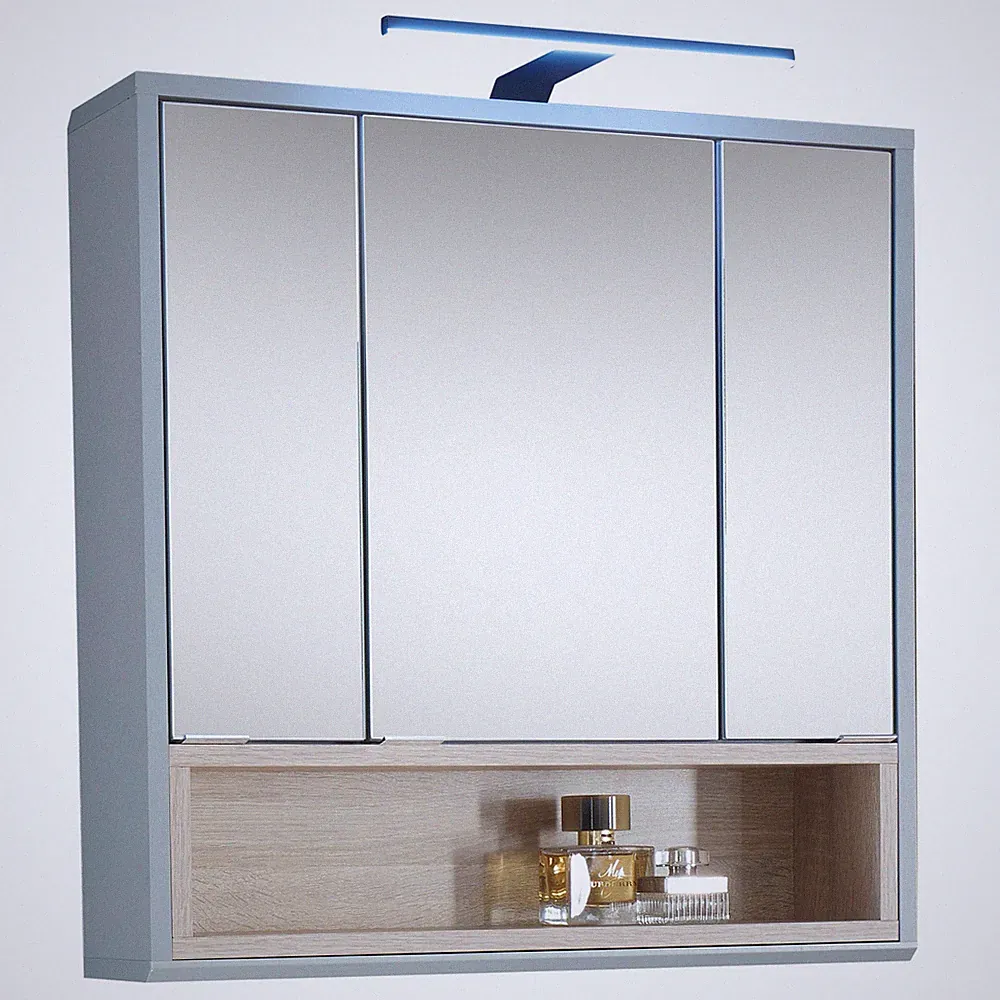 Spiegelschrank - grau - Sonoma Eiche - 65 cm