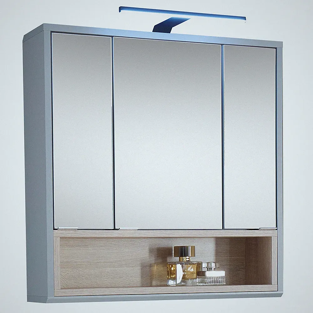 Spiegelschrank - grau - Sonoma Eiche - 65 cm