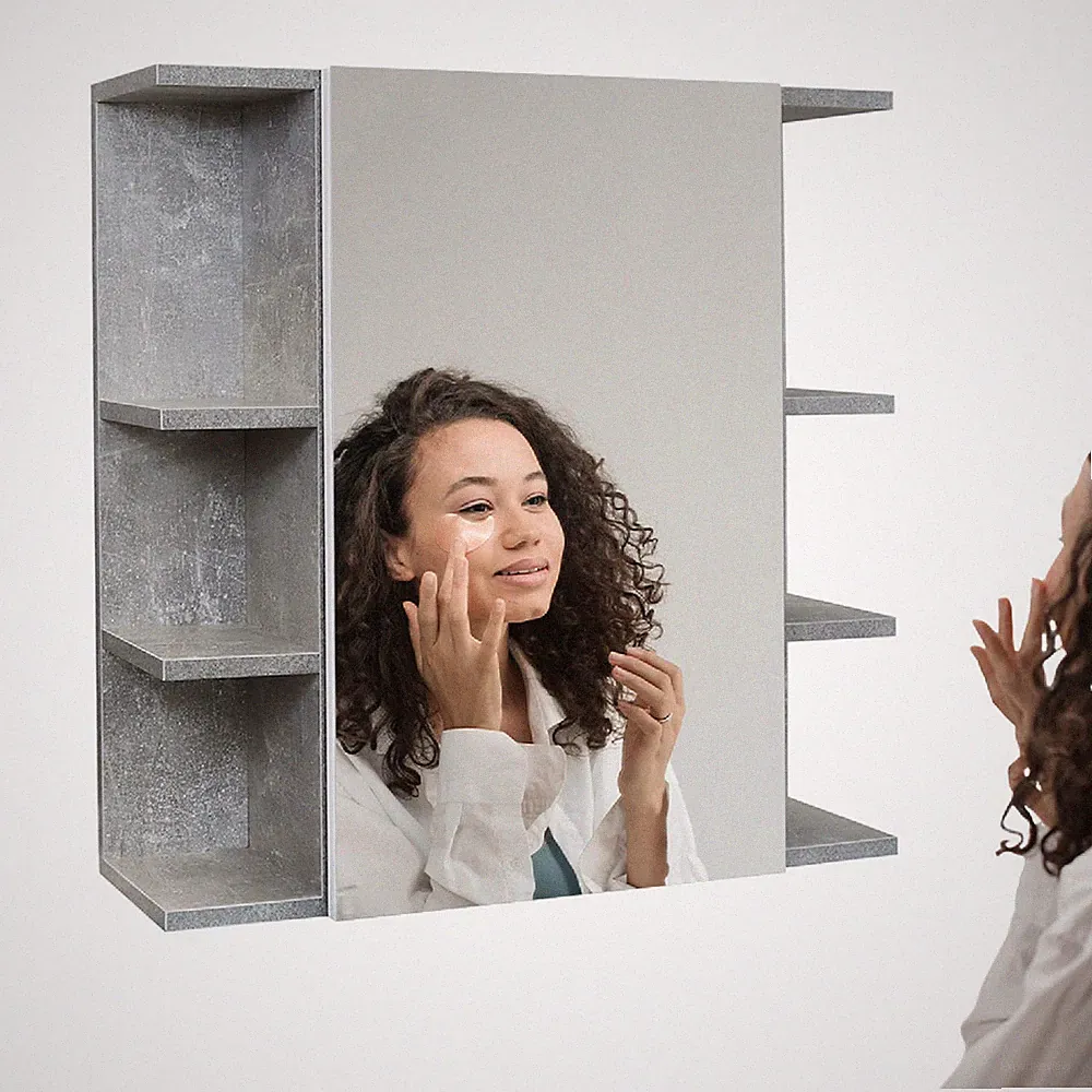 Spiegelschrank "Julien" Marmor Optik, 1-türig, mit 6 Seitenflächen 620x640x210mm