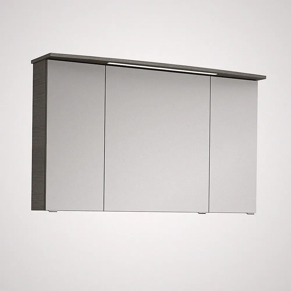 Spiegelschrank LED 122cm Steckdose Graphit Badspiegel Badmöbel Badezimmermöbel
