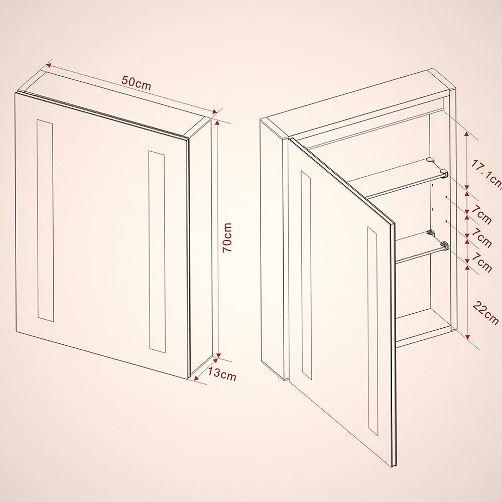 Rot Beleuchteter Spiegelschrank