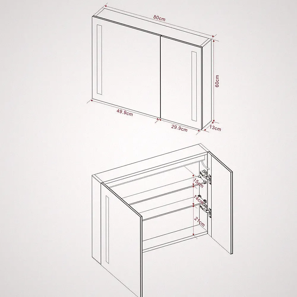 Rot Beleuchteter Spiegelschrank