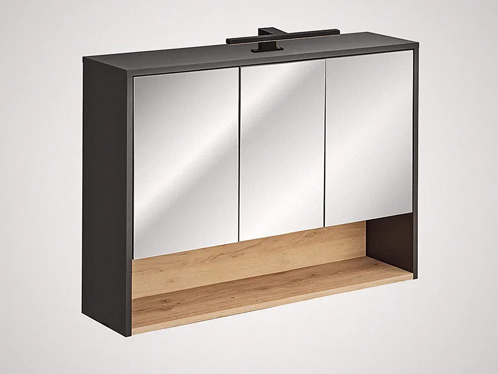 Spiegelschrank LED Badspiegel BORNEO 60cm 80cm 100cm 120cm | Grau- Artisan-Eiche