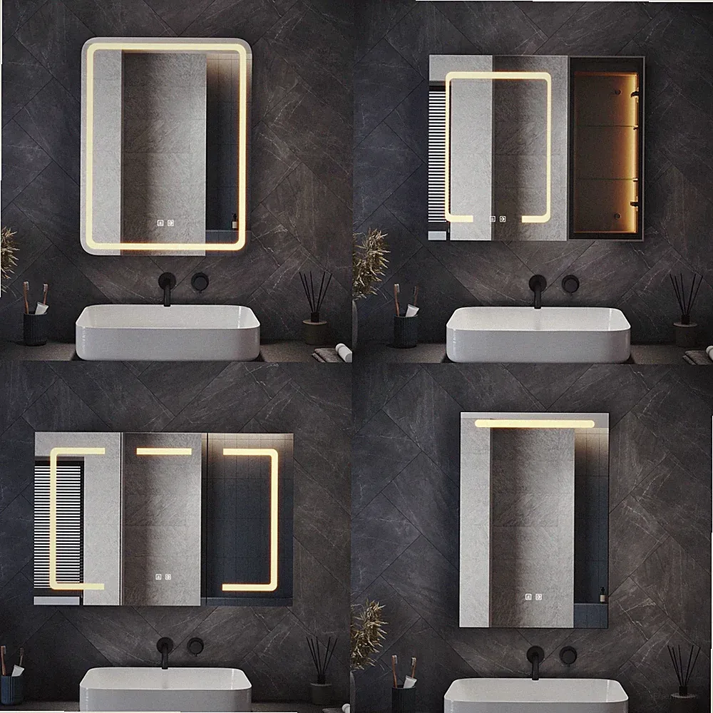 Spiegelschrank LED Beleuchtung Touch Steckdose Antibeschlag Badschrank 48.5-90cm