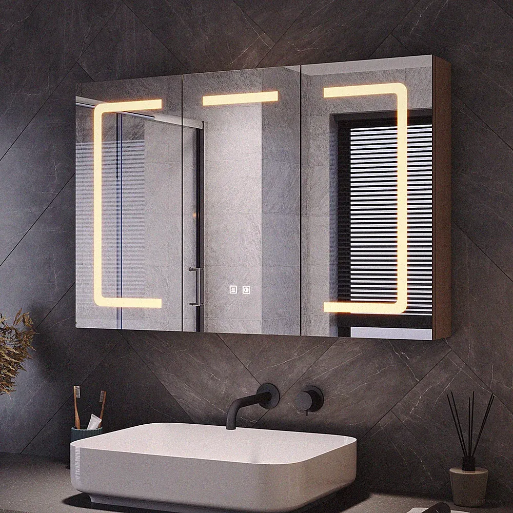 Spiegelschrank LED mit Steckdose Touch Beschlagfrei Badezimmerschrank Bad 90x60