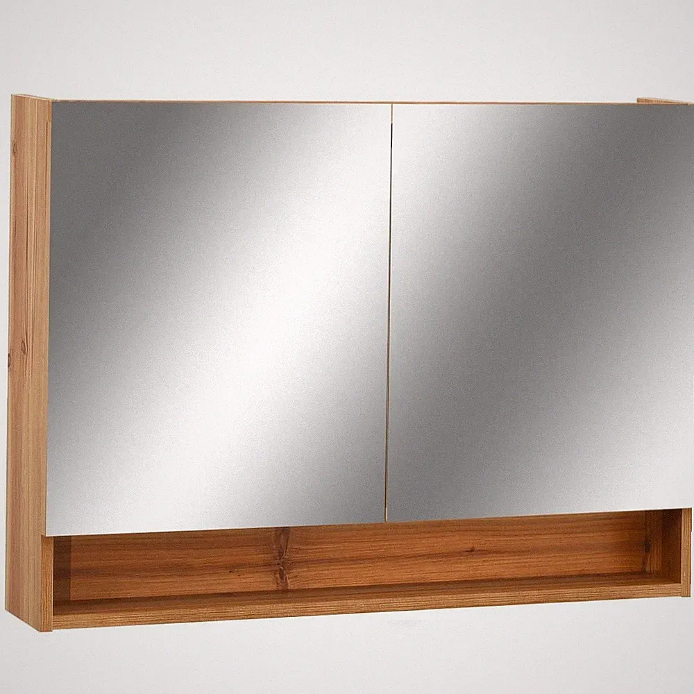 Spiegelschrank LED80x15x60 cm Wandspiegel Schrank Eiche mit USB Anschluss